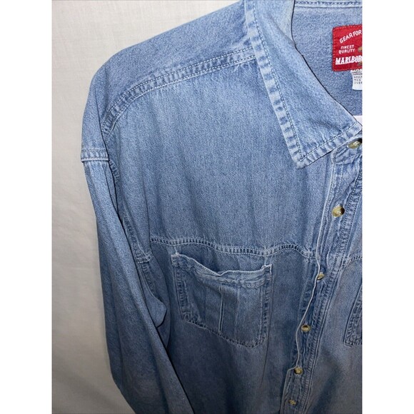 Marlboro Country Store Men’s Heavy Chambray Shirt Size XL Blue Outdoors Workwear - Picture 5 of 12